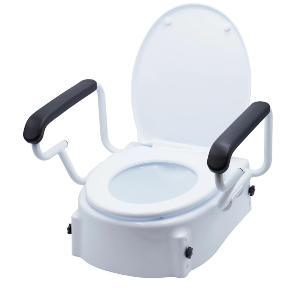 Adjustable Toilet Seat Raiser With Flip Up Arm Rests