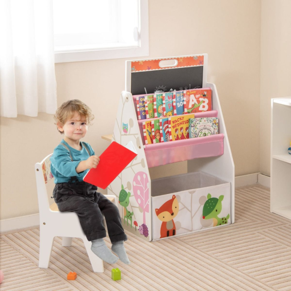 Kids Easel Play Station with Chair and Storage